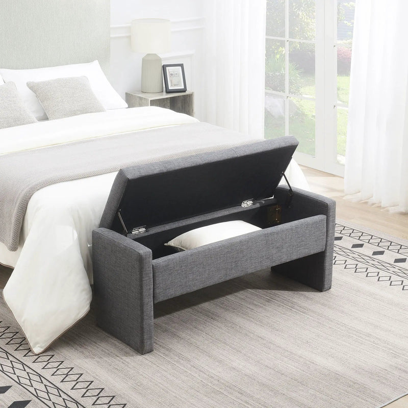 Modern Upholstered Large Bed End Bench With Storage by Unique Piece Furniture