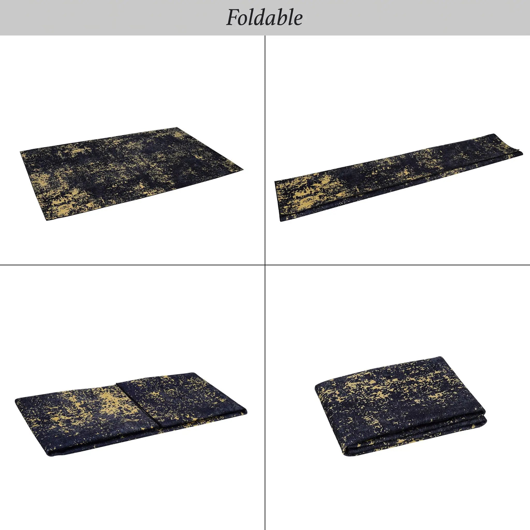 Maval - 8' X 10' Washable Area Rug - Black / Gold by HouseOfZazla