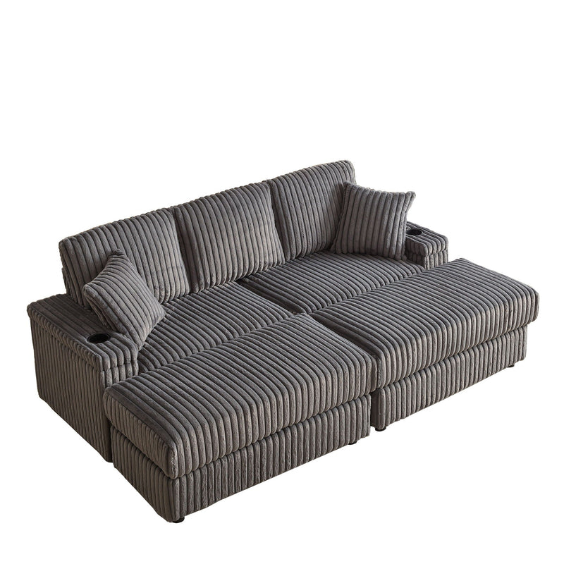 3 Seater Sofa With 2 Ottomans For Living Room by HouseOfZazla