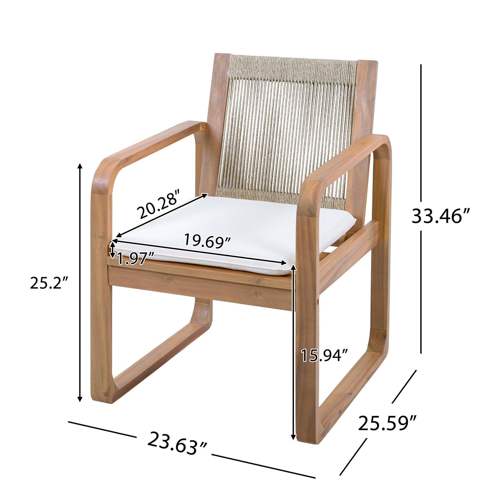 2-Piece Outdoor Dining Chairs Set: Acacia Wood with Rope Back by HouseOfZazla