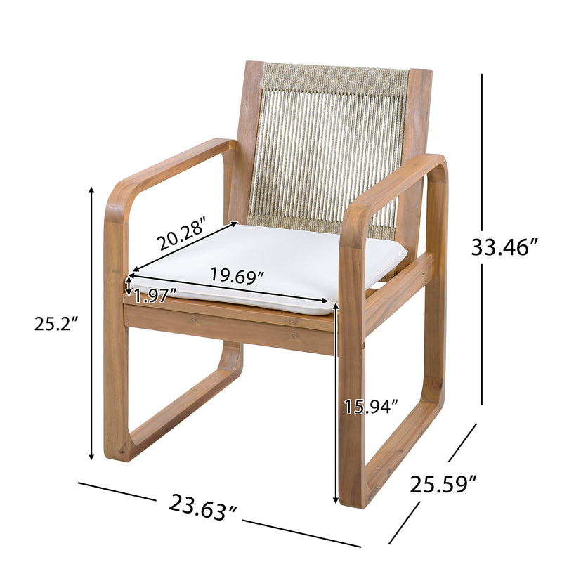 2-Piece Outdoor Dining Chairs Set: Acacia Wood with Rope Back by HouseOfZazla