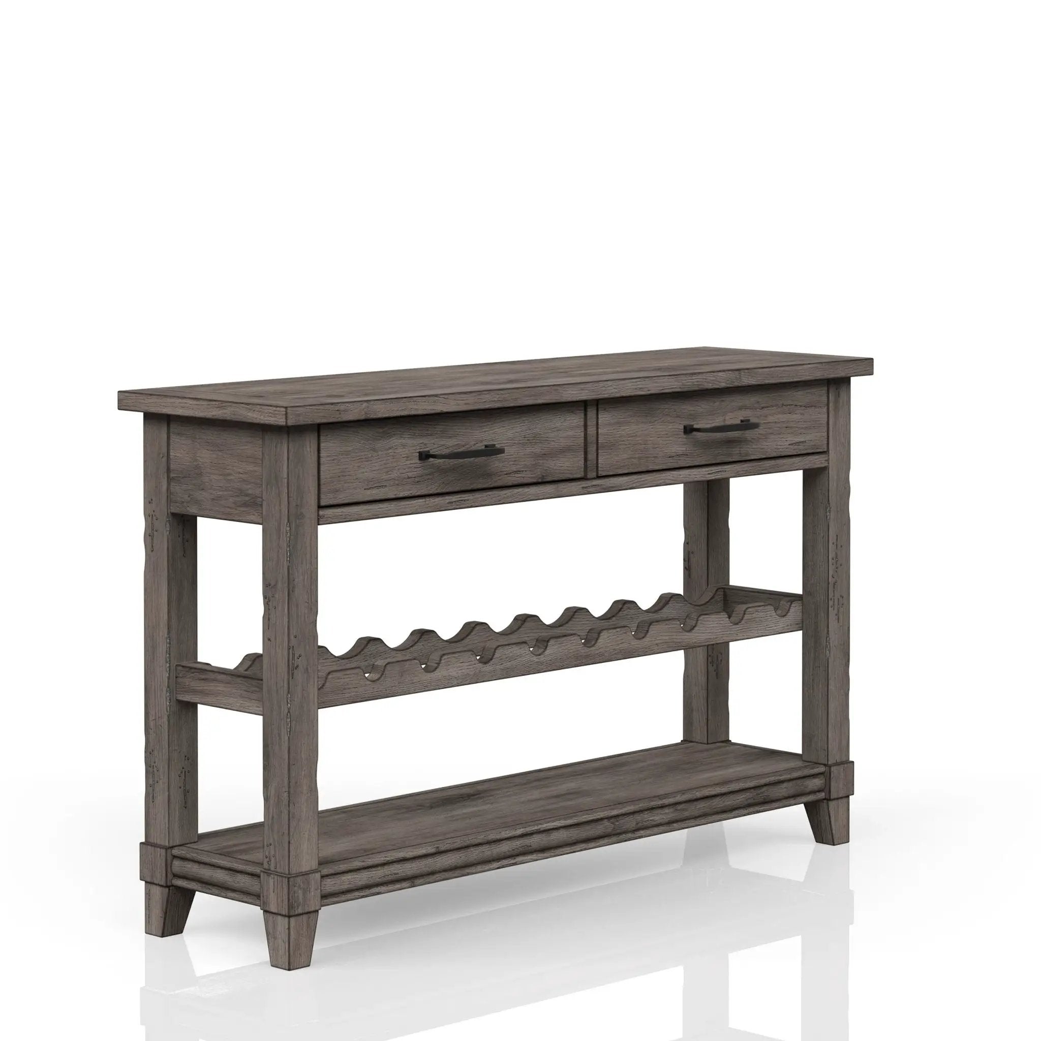 Console Table With Wine Bottle Storage Storage Drawers - Gray by Unique Piece Furniture