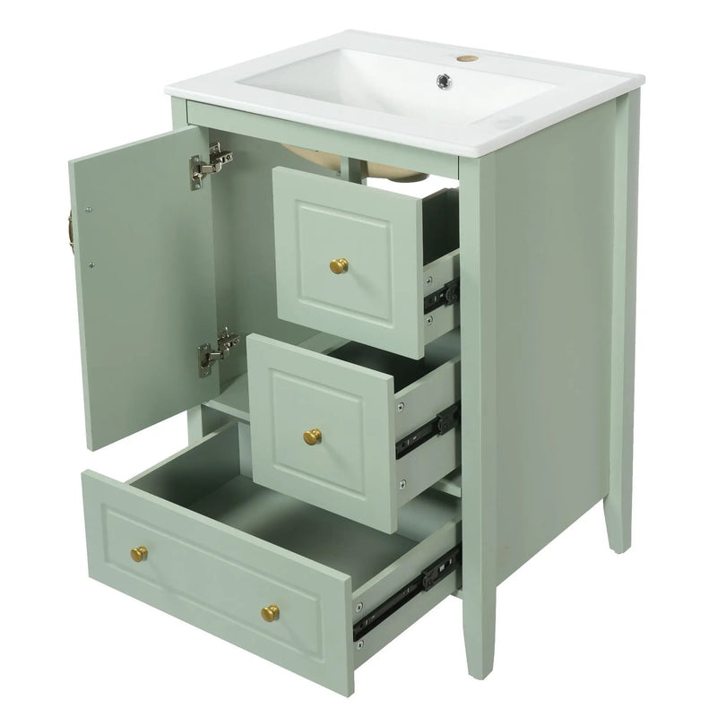 Retro Bathroom Vanity With Sink, Soft Closing Cabinet & Drawers by HouseOfZazla