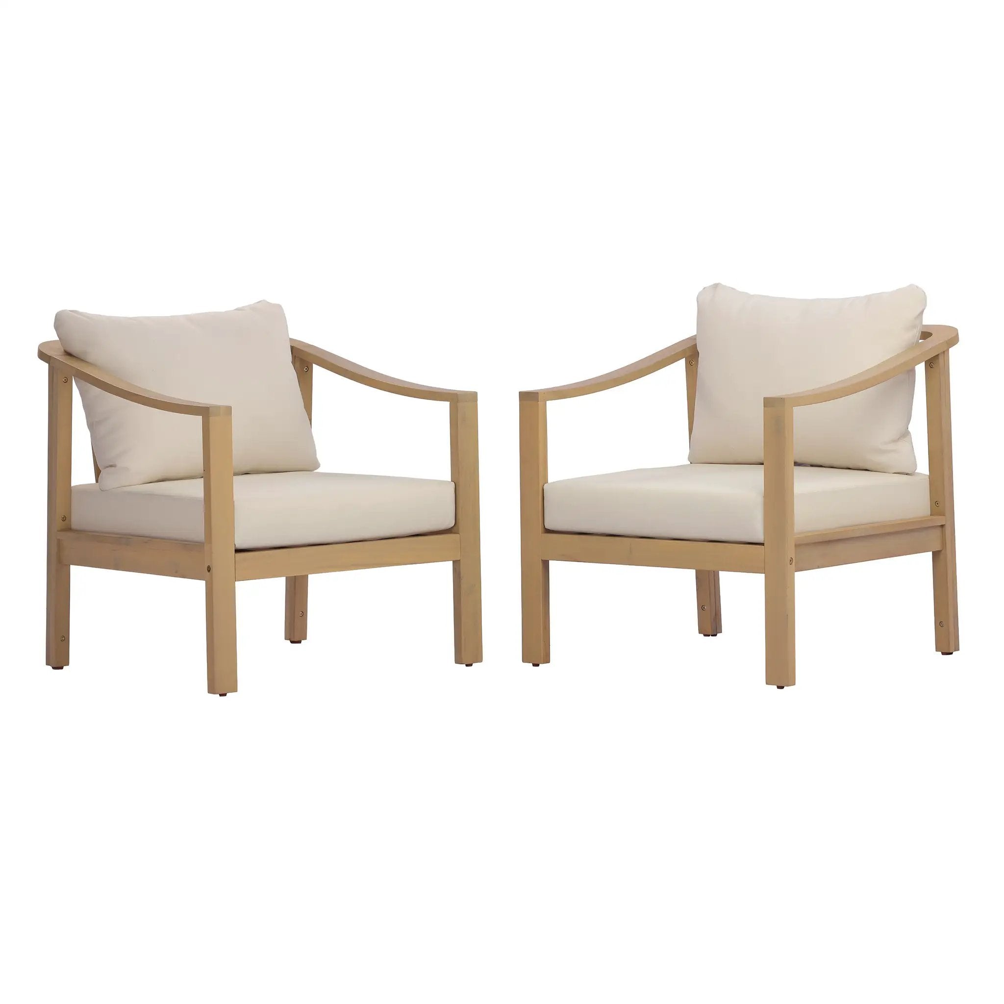 Acacia Wood Patio Furniture Club Chair Set of 2 by HouseOfZazla