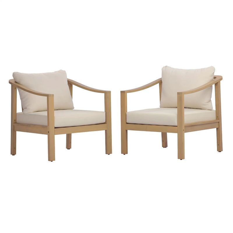 Acacia Wood Patio Furniture Club Chair Set of 2 by HouseOfZazla