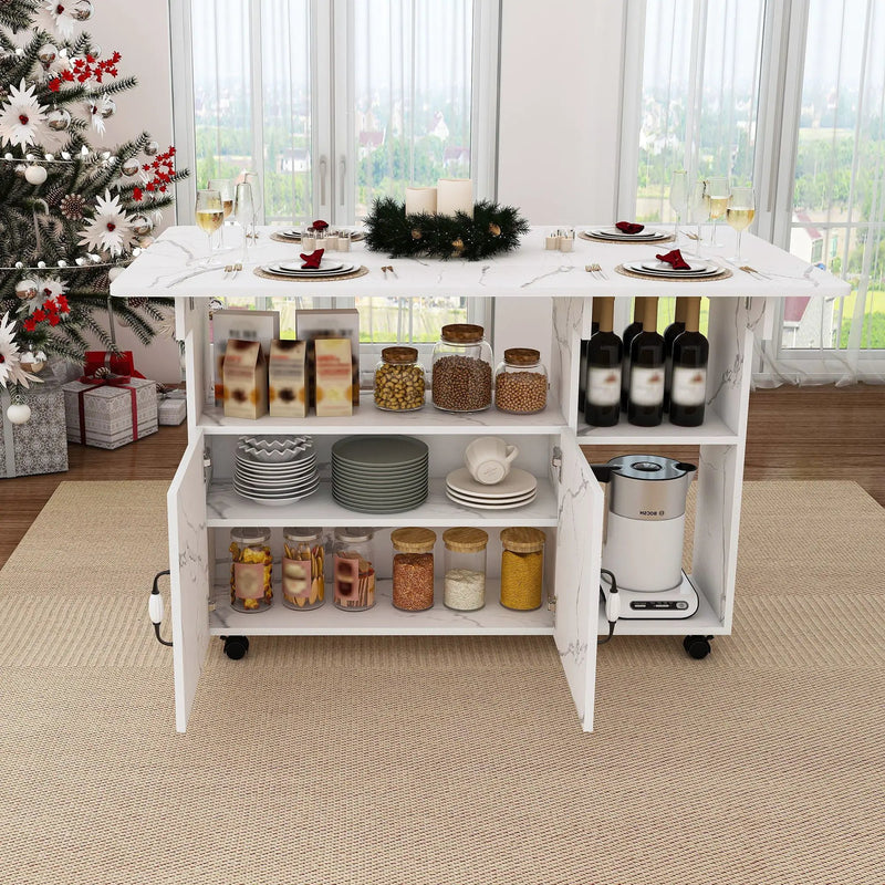 Multi Functional Folding Table With Storage Shelves And Wheels by HouseOfZazla
