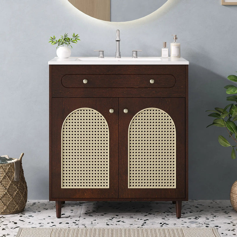 Modern Bathroom Vanity With Sink, Cabinet With Adjustable Shelf by Unique Piece Furniture