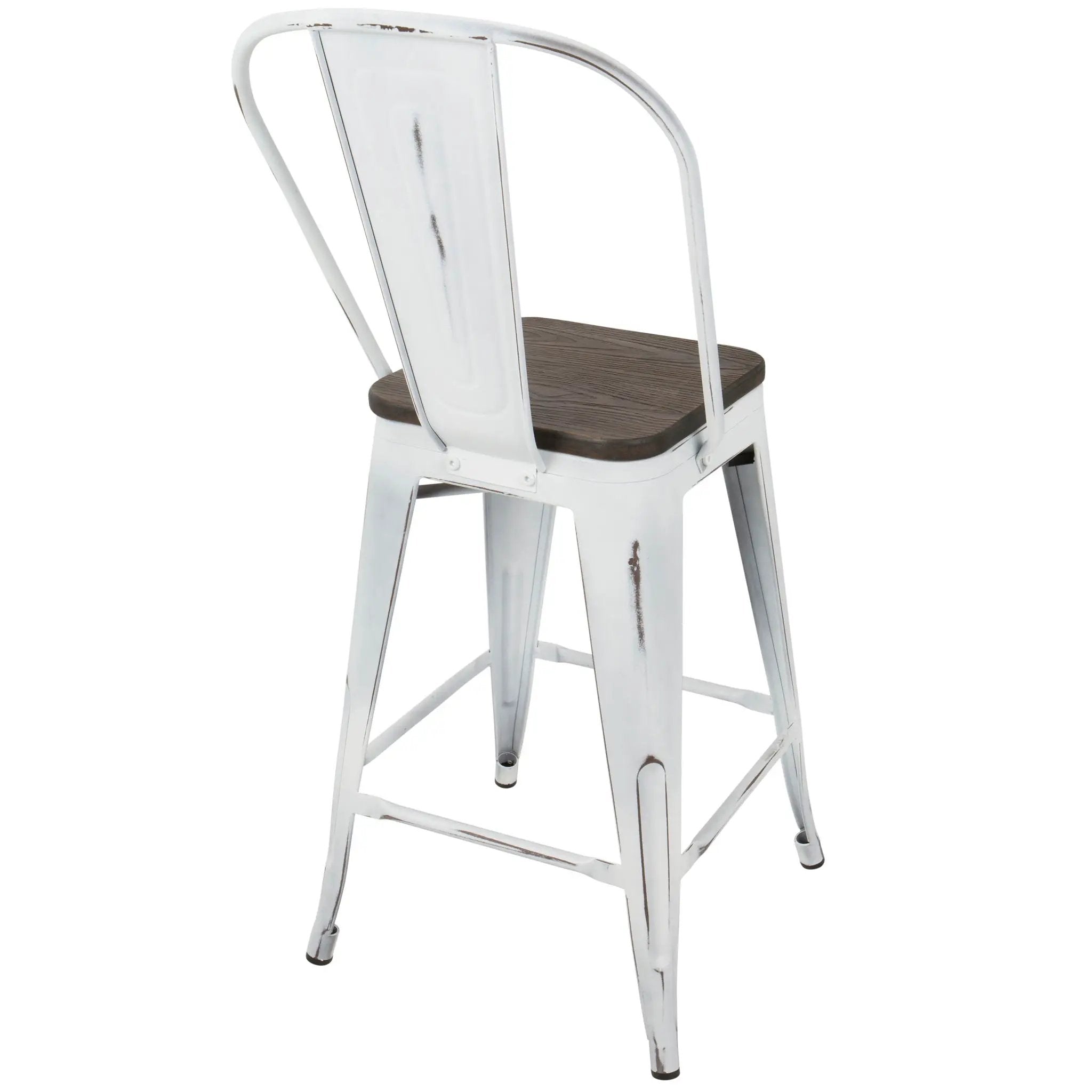 Oregon - Industrial High Back Counter Stool (Set of 2) - Vintage White / Espresso by Unique Piece Furniture