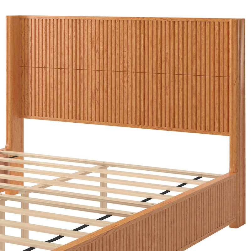Platform Bed Frame With Headboard, Floor Standing Design by HouseOfZazla