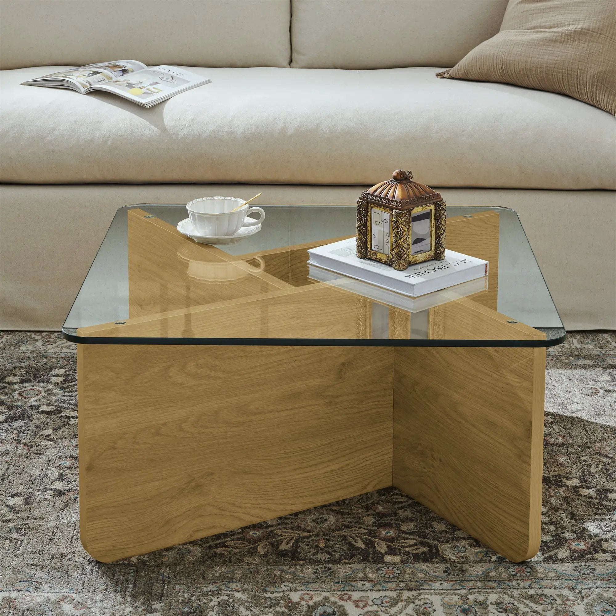 Mid-Century Modern 31.5 Inch Glass Coffee Table by HouseOfZazla