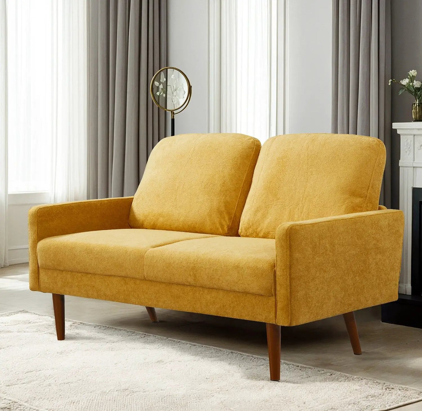Loveseat Sofa, European Style With Sleek Design, Modern & Vintage Flair, Upholstered 2 Seater Couch by Unique Piece Furniture