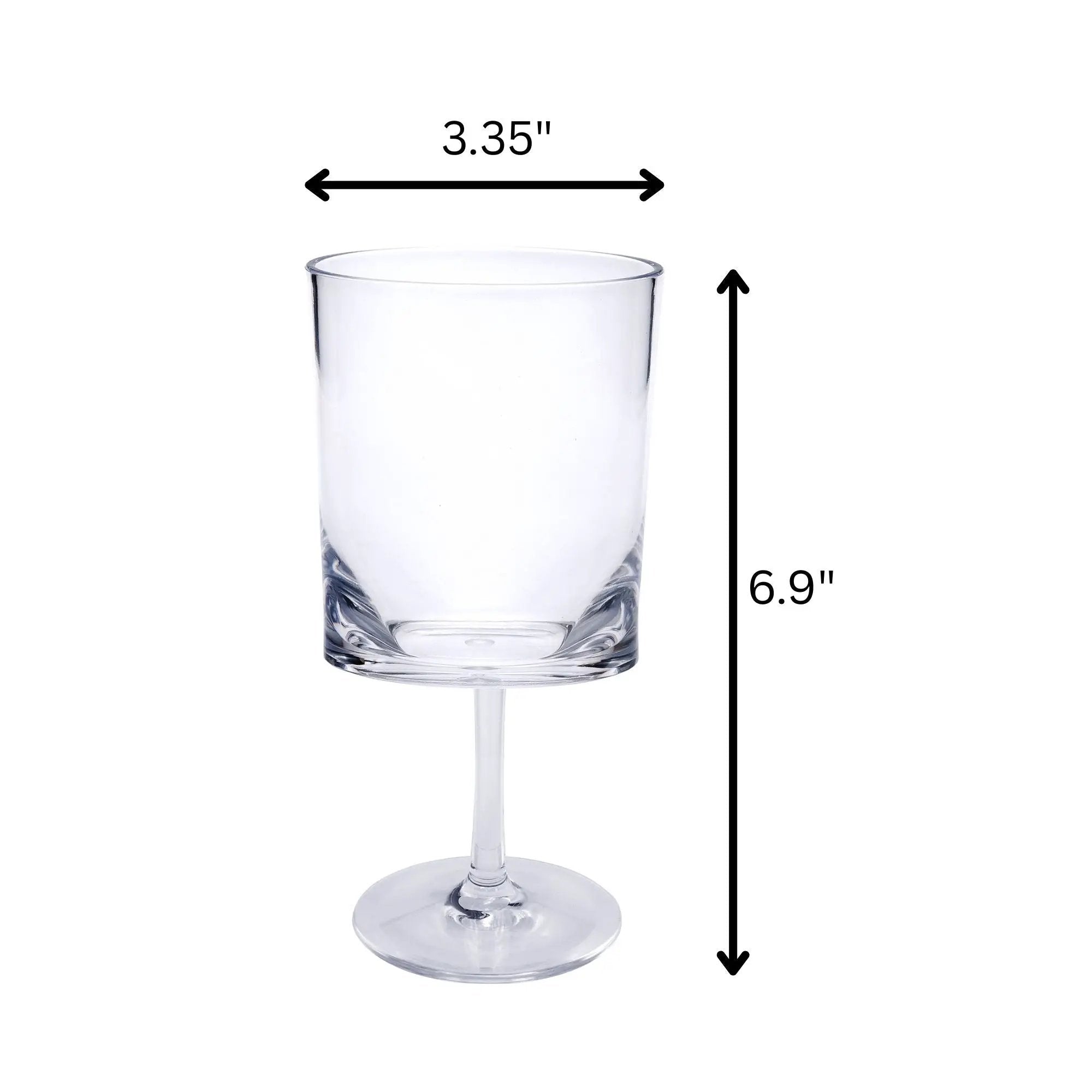 Halo - Leadingware Oval Plastic Wine Glasses (Set of 4) Unbreakable Bpa Free Acrylic, 12Oz - Clear by HouseOfZazla