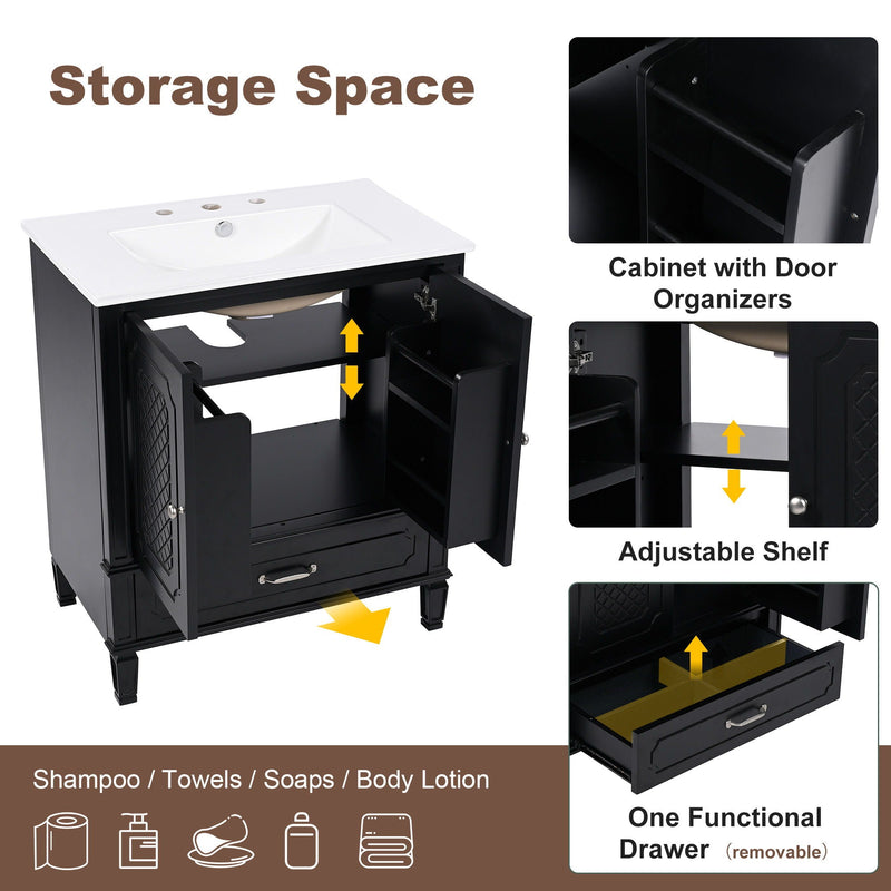 Bathroom Vanity With Sink, Soft Closing Door, Multi Functional Storage by HouseOfZazla