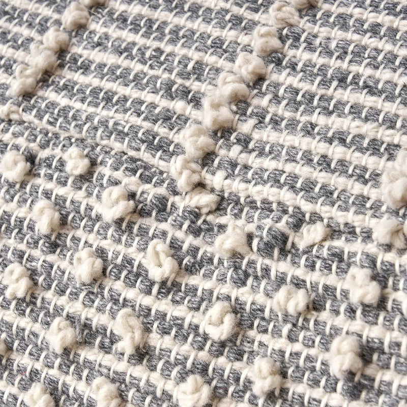 Diamond - Handcrafted Faux Yarn Pouf - Ivory / Gray by HouseOfZazla