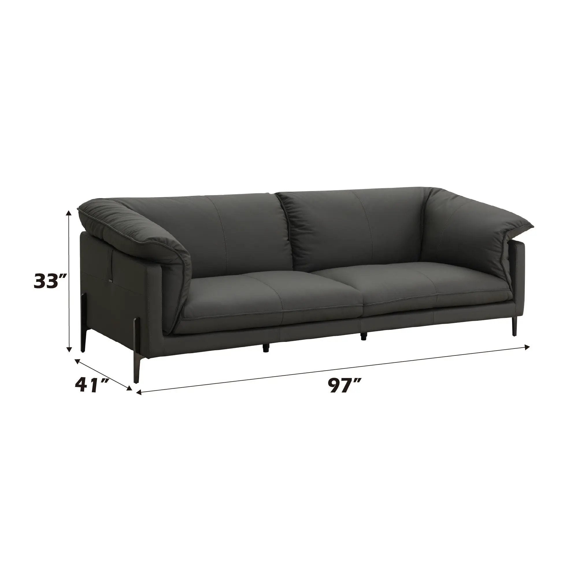 Tadi - Top Grain Leather Sofa - Black by Unique Piece Furniture