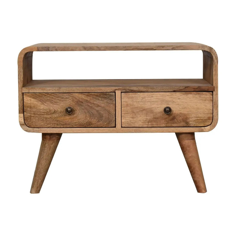 Mini Curved Media Unit - Oak by Unique Piece Furniture