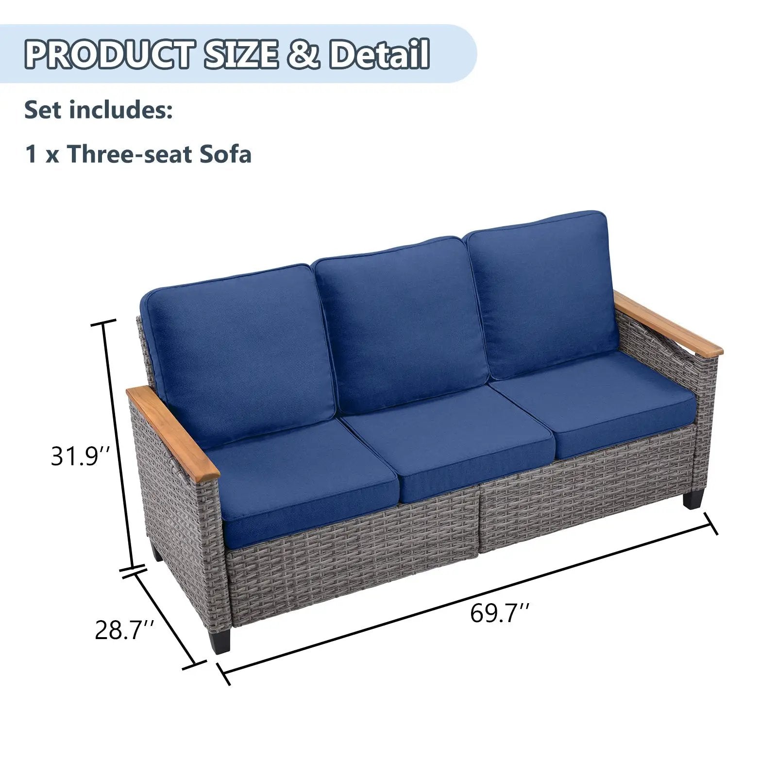 69.7" Wide Outdoor Wicker Patio Sofa by HouseOfZazla