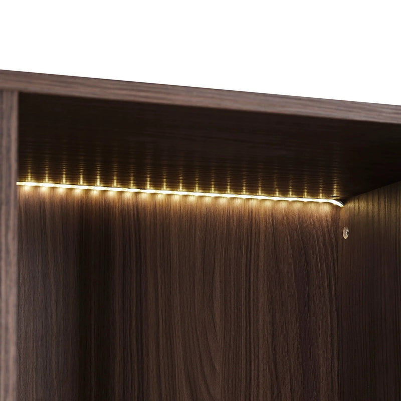 Modern Minimalist Tall Lighted Display Cabinet With Tempered Glass Door - Black / Dark Walnut by HouseOfZazla