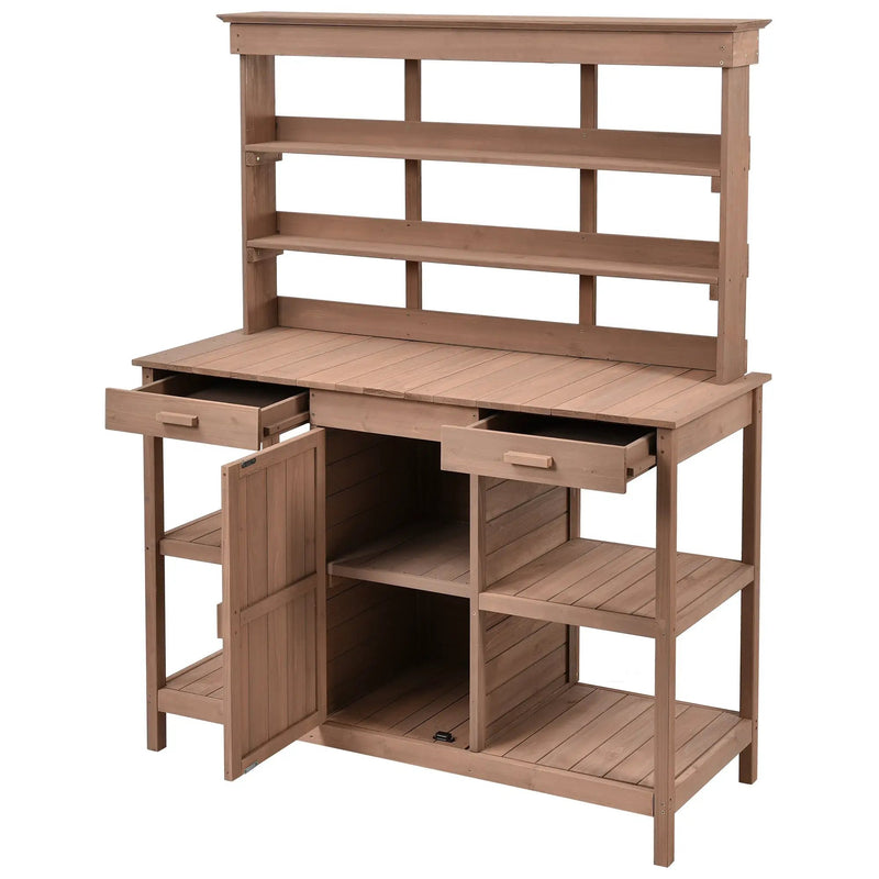 TOPMAX 66" Large Outdoor Farmhouse Wooden Potting Bench Table by HouseOfZazla