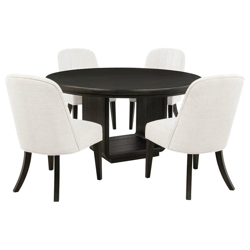 Leandro 5-piece Round Dining Table Set Burnished Black by Unique Piece Furniture