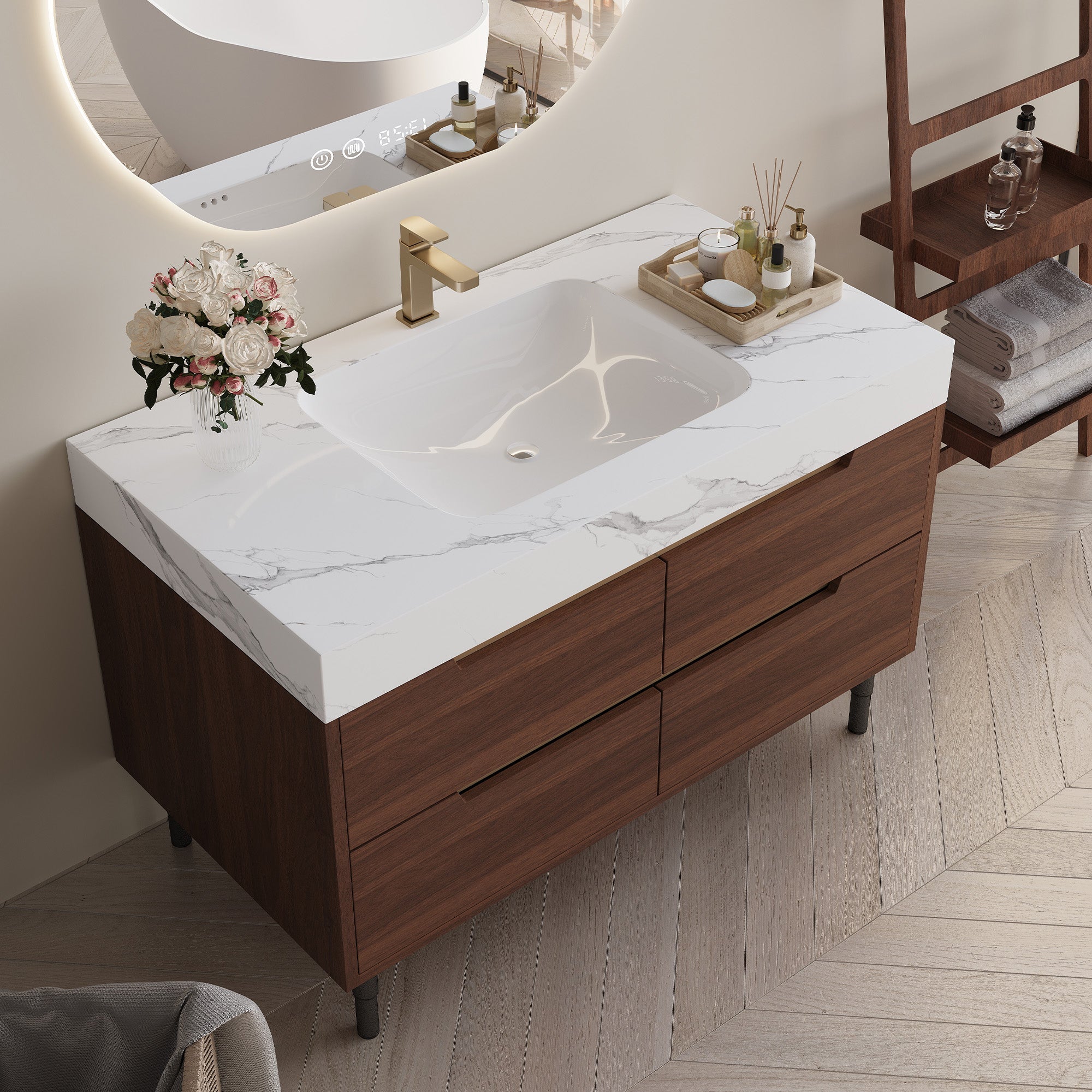 35.4" Farmhouse Free-standing Sintered Stone Bathroom Vanity with Undermount Sink by HouseOfZazla