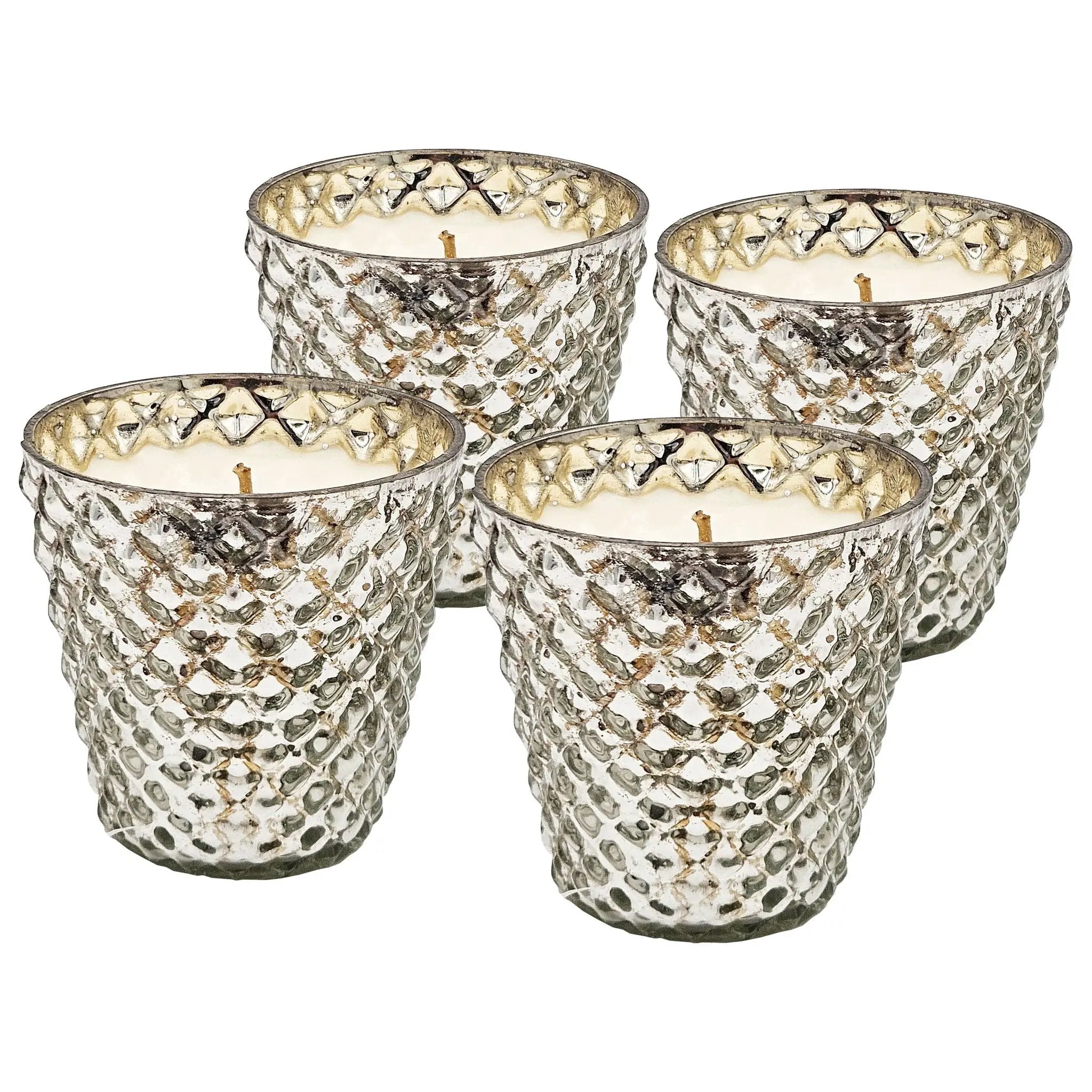 Scented Soy Wax Candle Glass (Set of 4) - Silver by HouseOfZazla