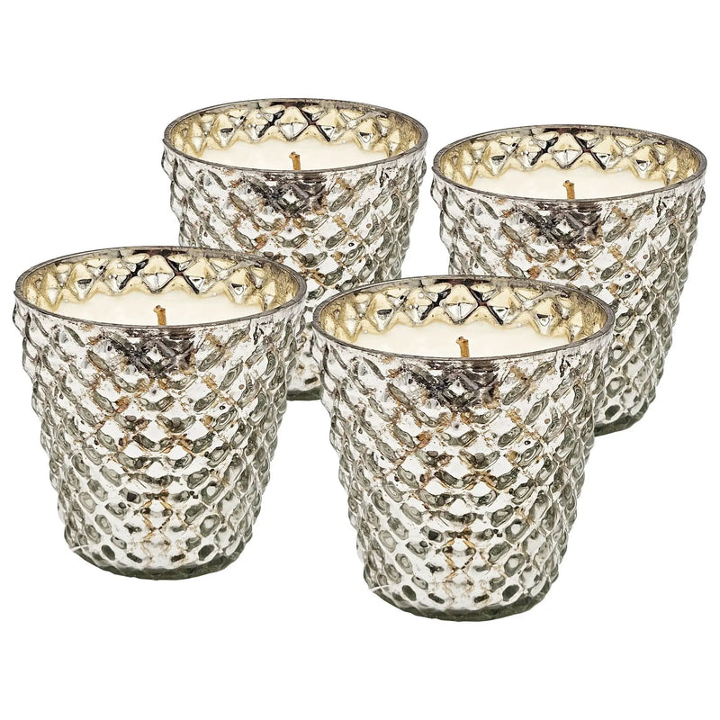 Scented Soy Wax Candle Glass (Set of 4) - Silver by HouseOfZazla