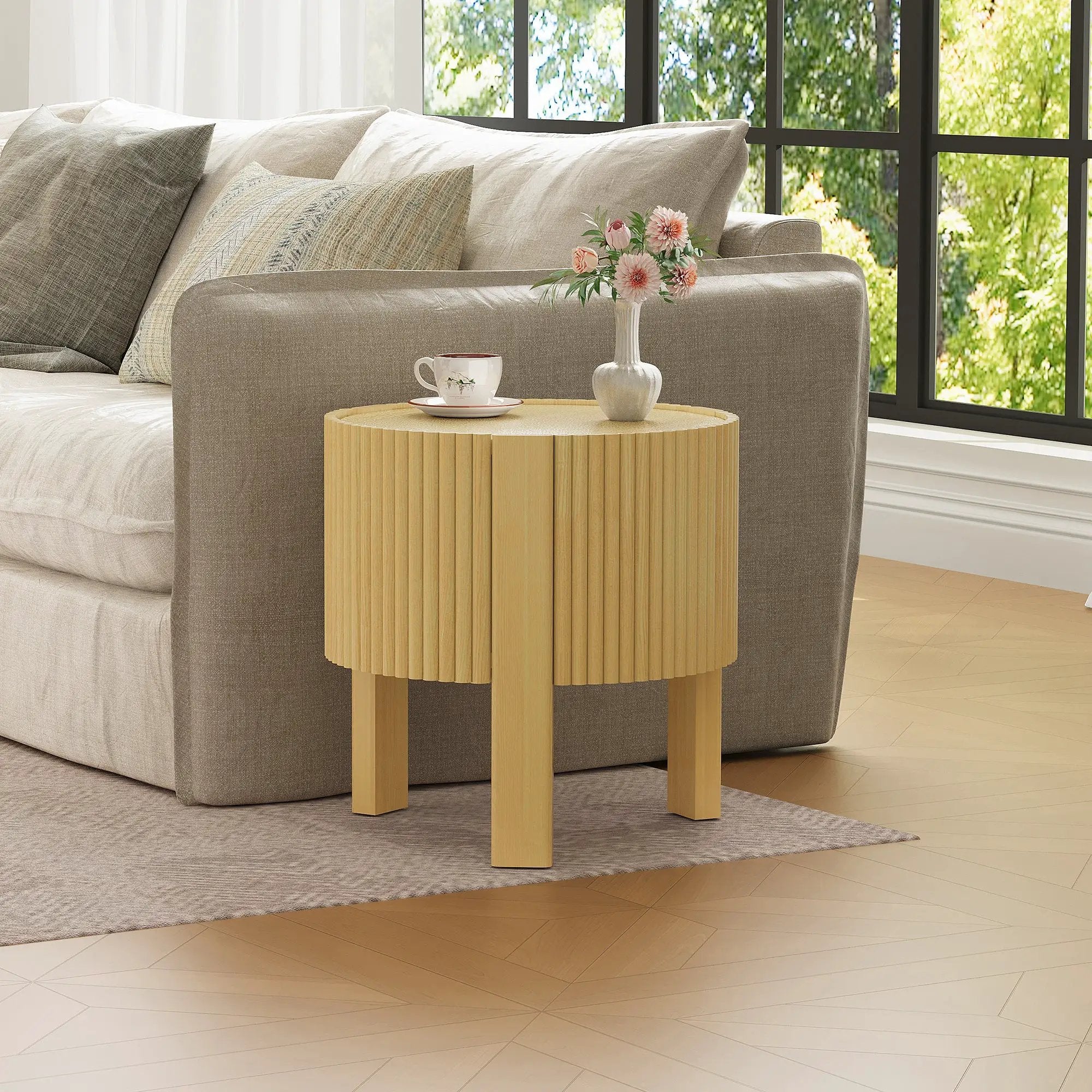Round Fluted Side Table with Storage by HouseOfZazla