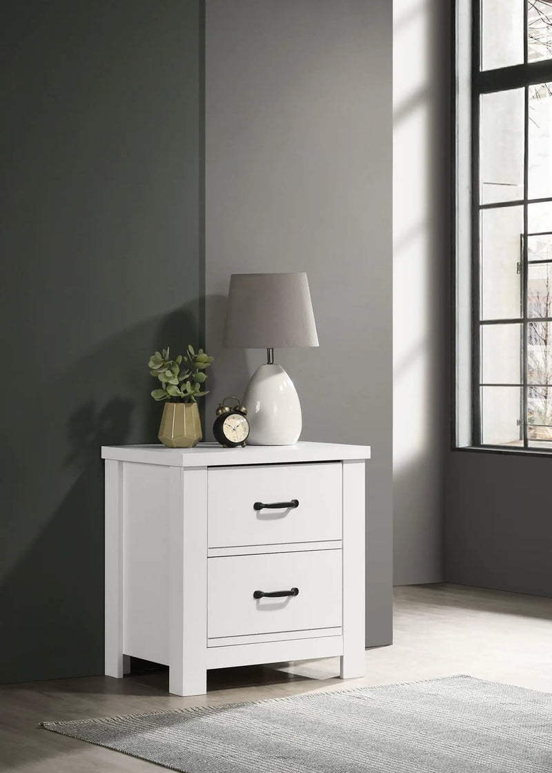 Cassini - 2 Drawer Nightstand Bedside Table - White by Unique Piece Furniture
