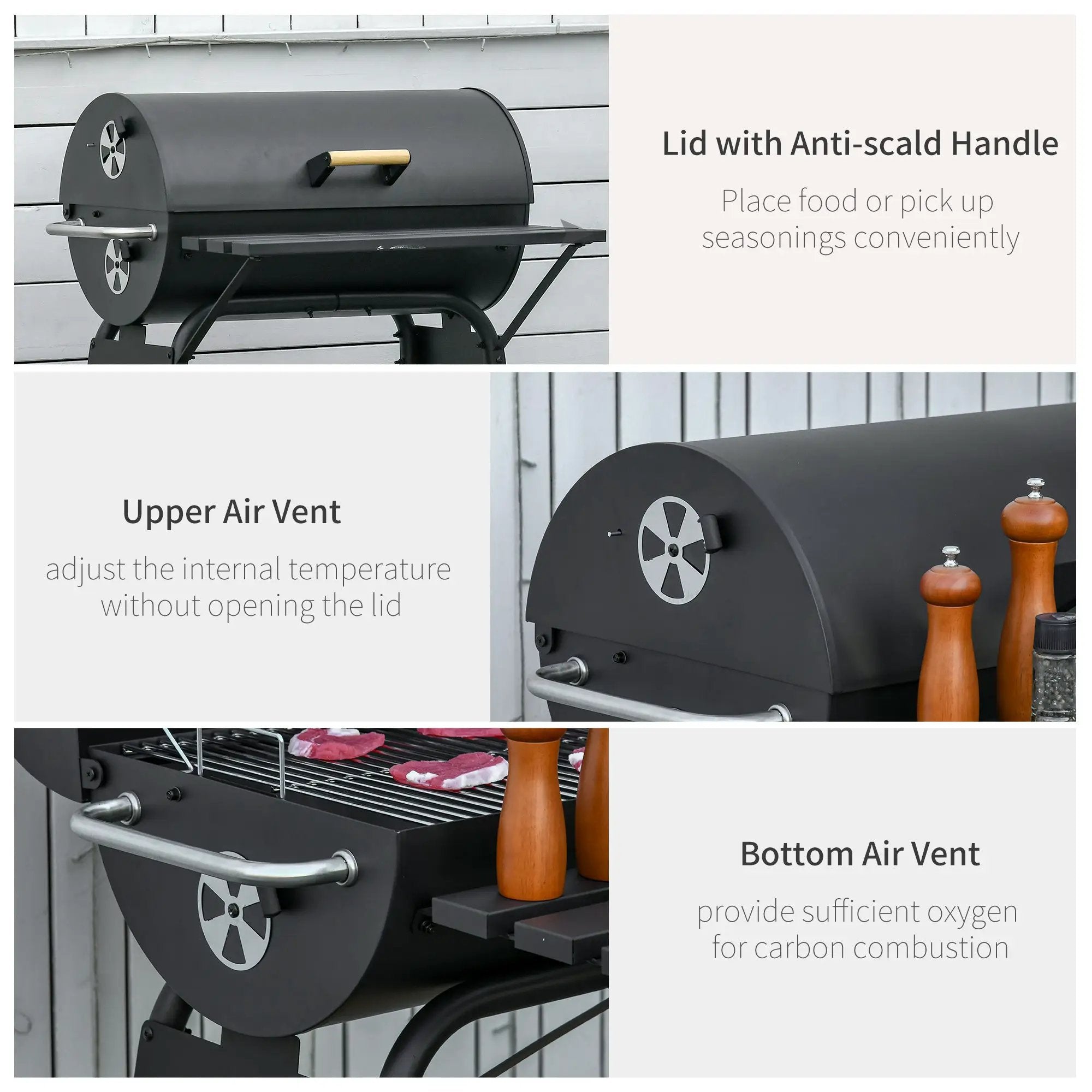 Outsunny 30' Portable Barrel Charcoal BBQ Grill Steel Outdoor Smoker by HouseOfZazla