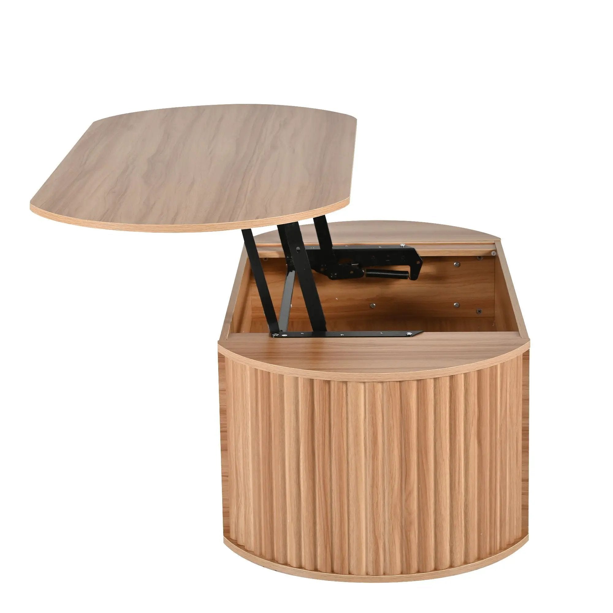 Lift Top Coffee Table With Hidden Compartment, Modern Oval Lift Tabletop For Home Living Room by HouseOfZazla