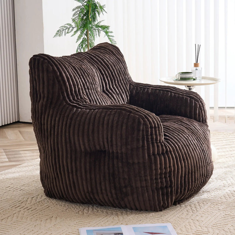 Soft Fluffy Corduroy Fabric Bean Bag Chair Filled With Memory Sponge by HouseOfZazla