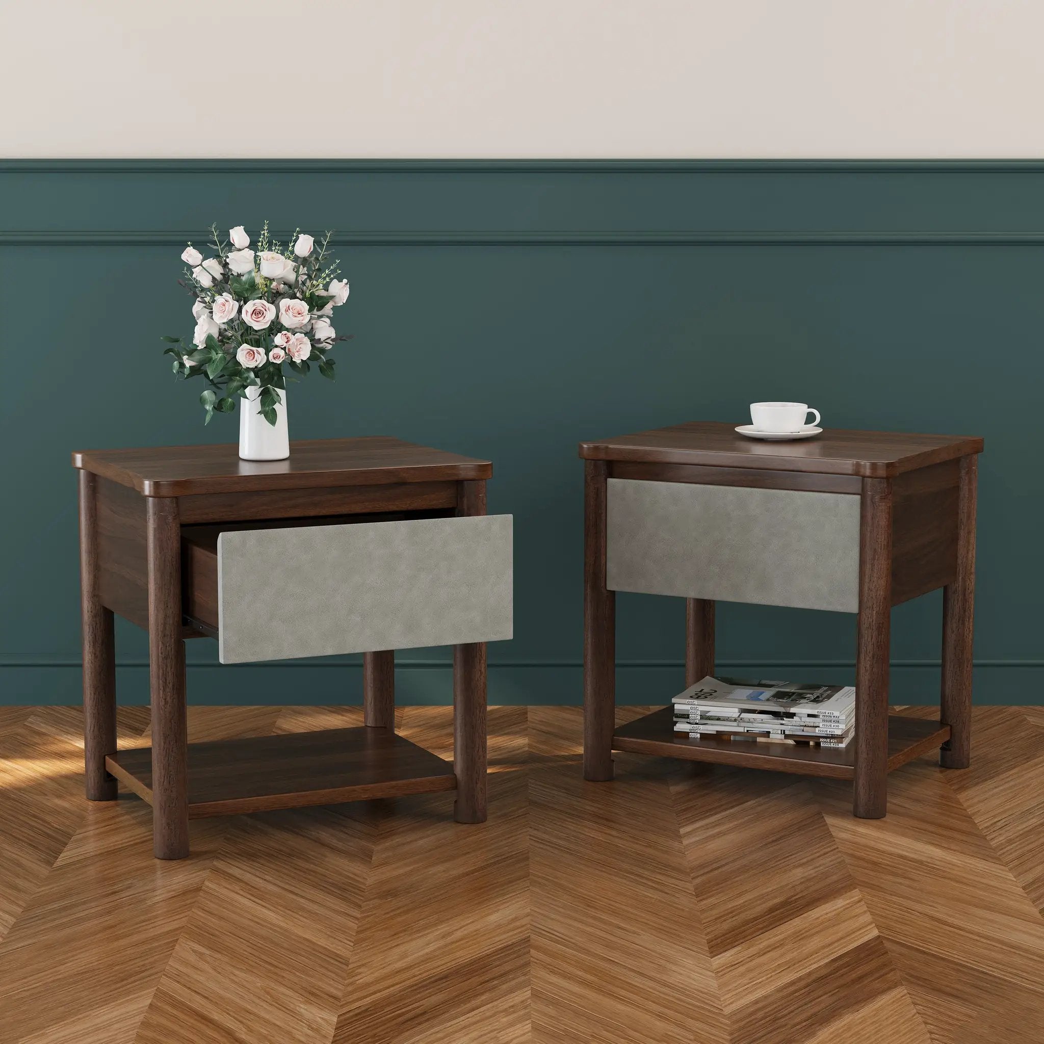 Modern Queen Bed Frame Set with 2 Nightstands by HouseOfZazla
