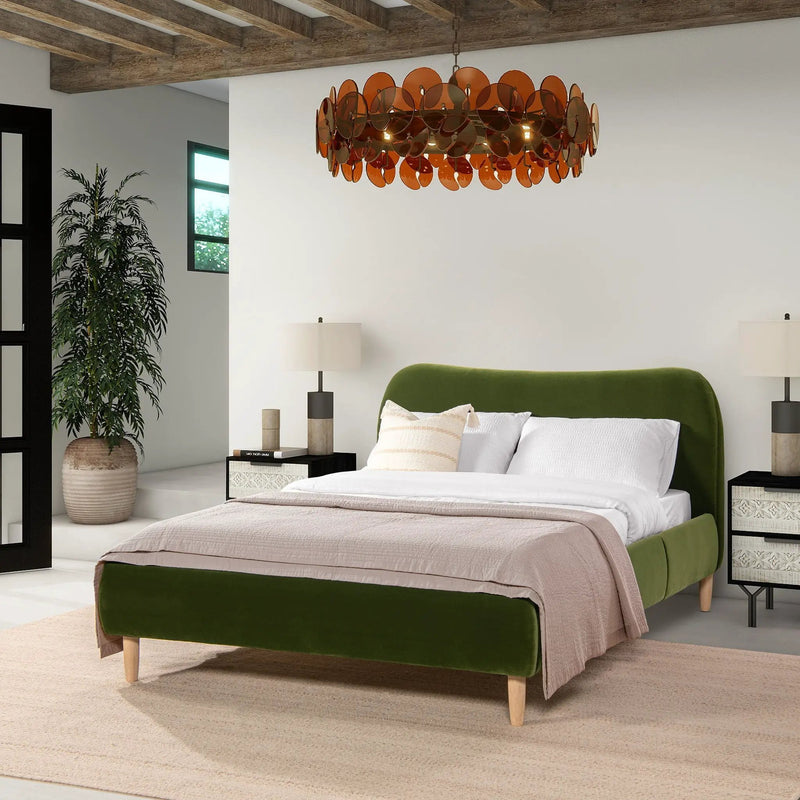 Roman - Curved Headboard Upholstered Platform Bed by Unique Piece Furniture