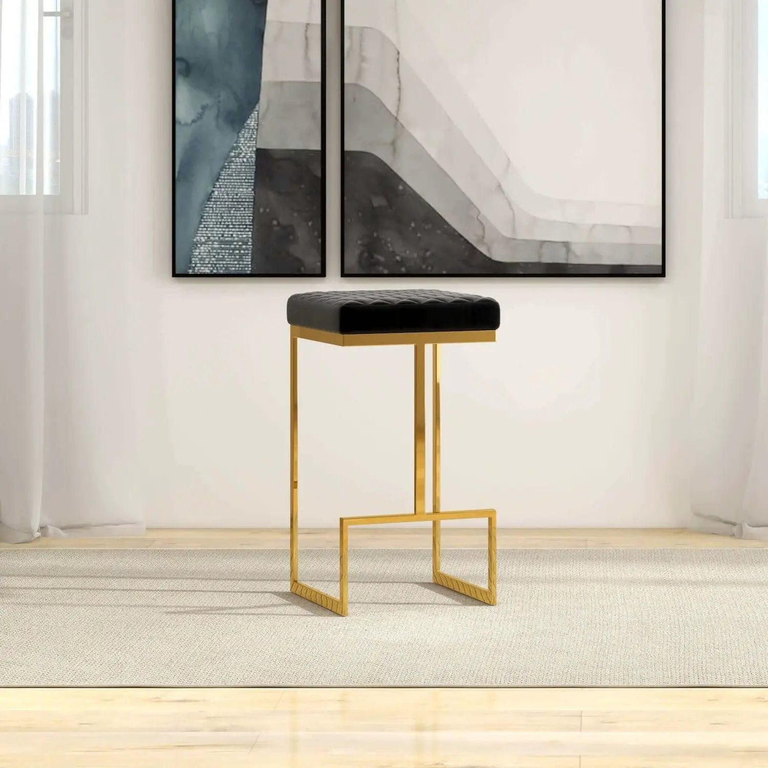 Joel - Mid Century Modern Luxury Upholstered Stool by Unique Piece Furniture