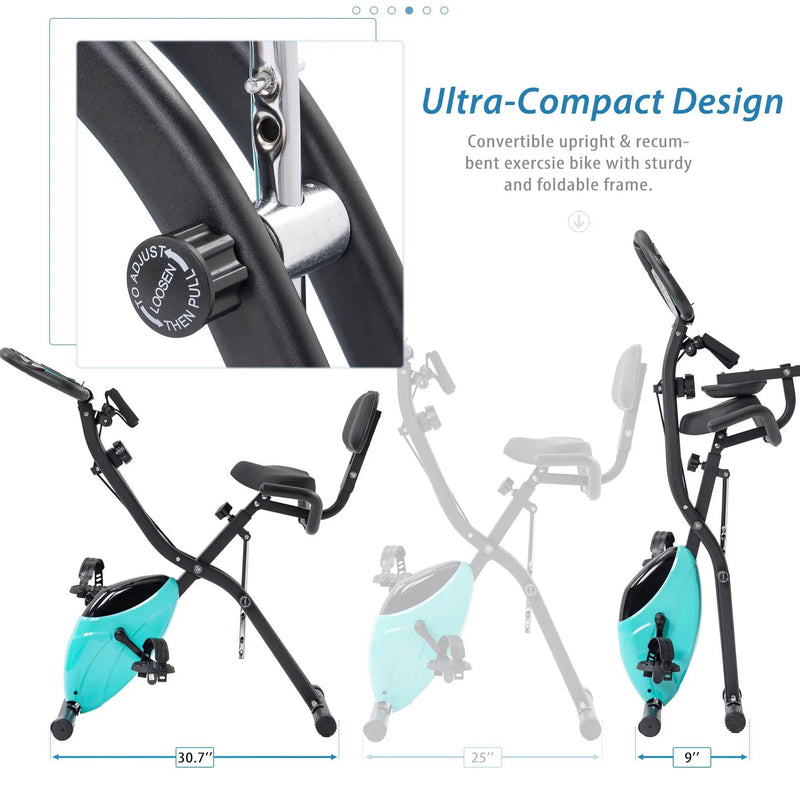 Exercise Bike Folding Stationary Bikes For Home With 16 Level Magnetic Resistance by HouseOfZazla