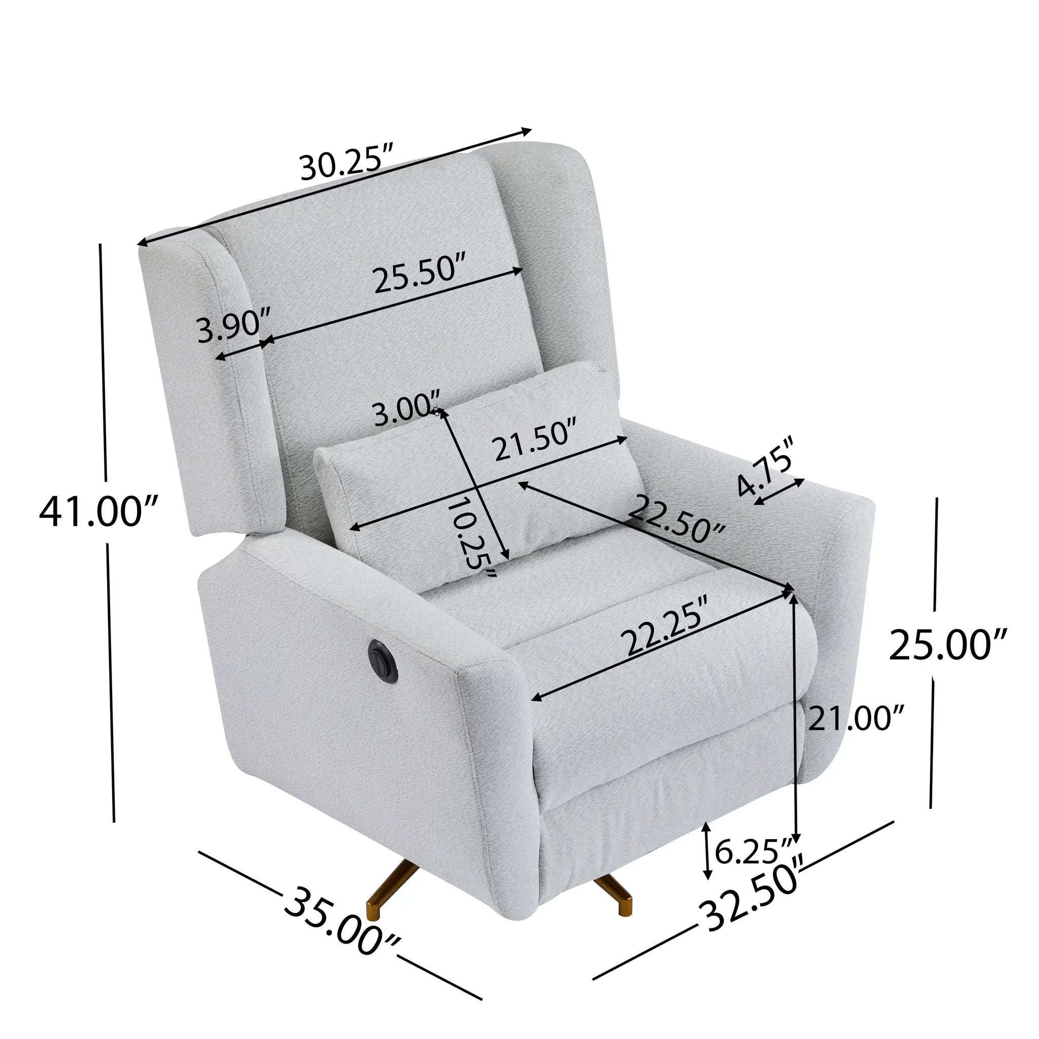 Power Recliner Chair Swivel Upholstered 360° Swivel Recliner by HouseOfZazla
