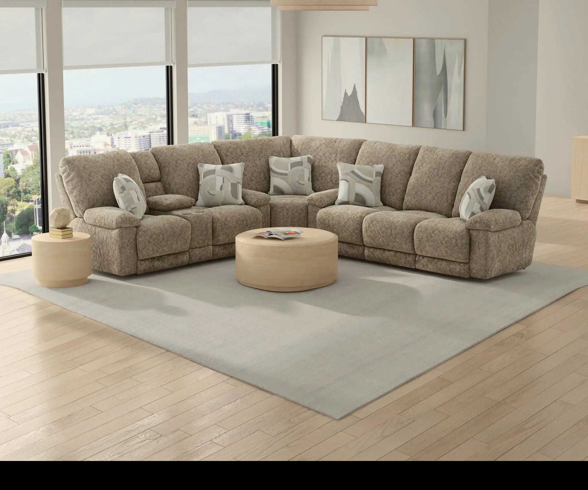 Beacon - Rocker Recliner With Extended Ottoman - Mushroom by Unique Piece Furniture