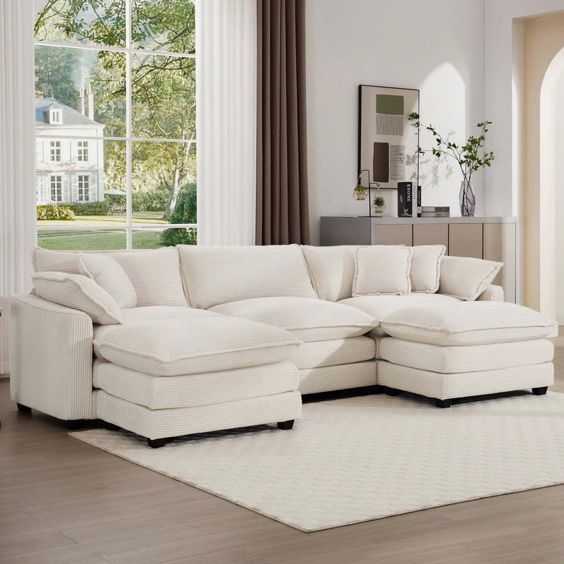 Modern Oversized Modular Cushion Sofa With Ottoman, Low Back, Deep Seating Sofa Set by HouseOfZazla