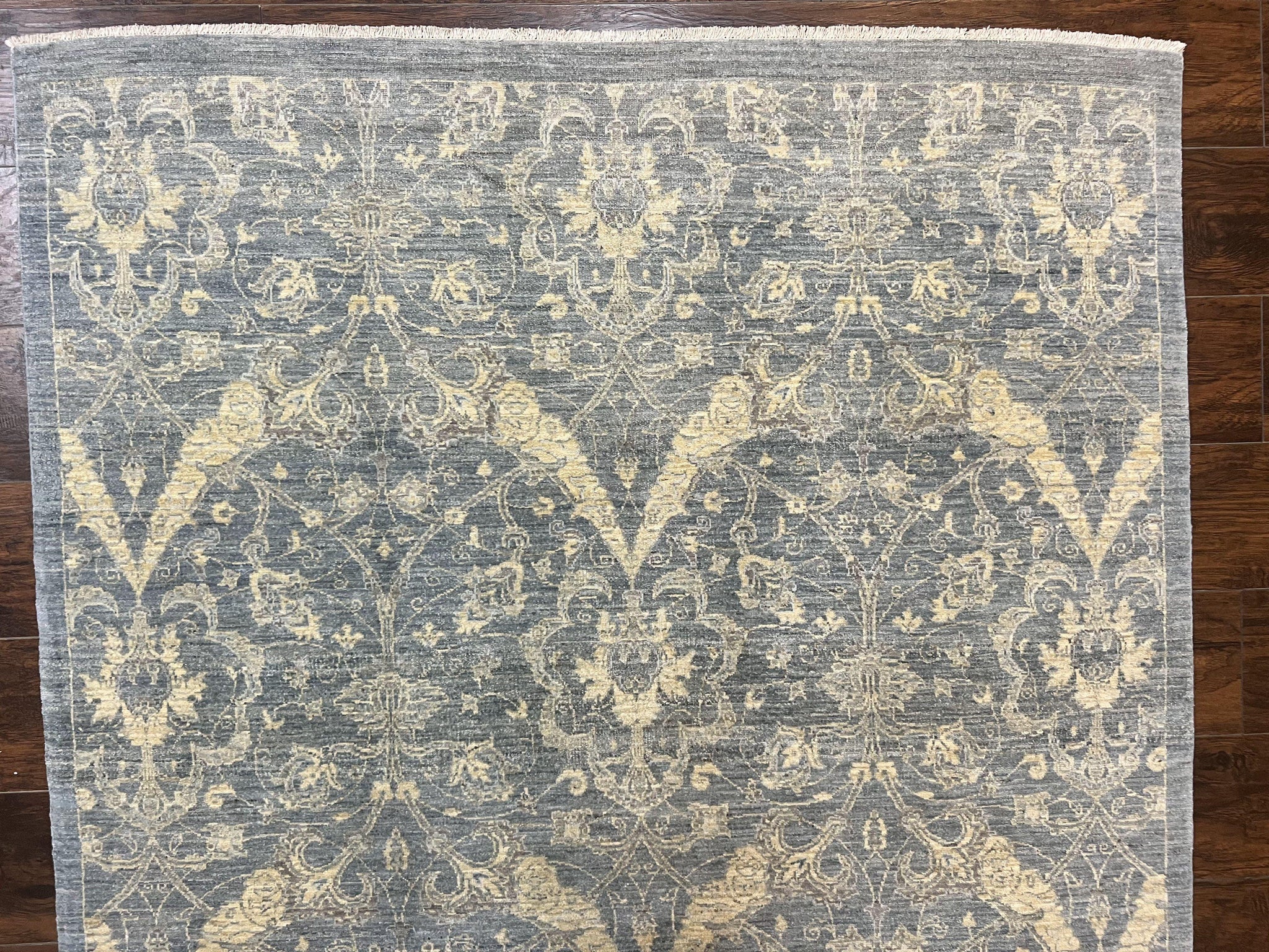Contemporary Pakistani Rug 5 x 6.6, Handmade Floral Wool Rug, Spanish Pattern by Jewel Rugs