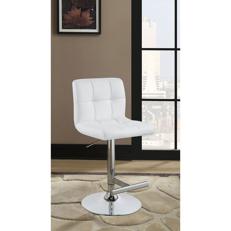Lenny - Upholstered Adjustable Bar Stool (Set of 2) - White by HouseOfZazla