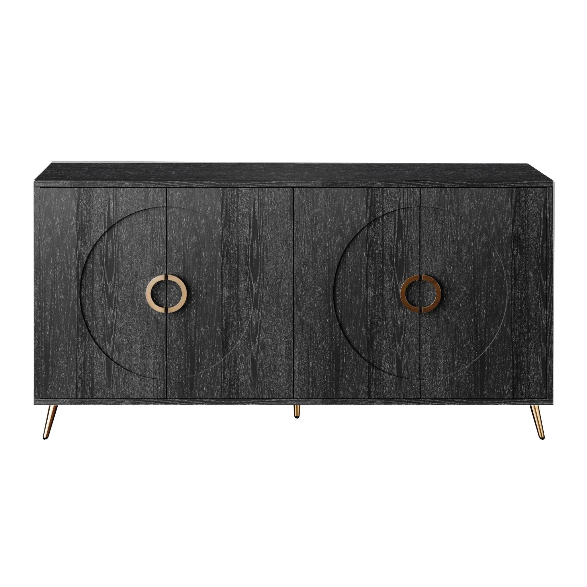 Modern Lacquered 4 Door Wooden Cabinet Sideboard Buffet Server Cabinet Storage Cabinet, For Living Room, Entryway, Hallway, Office, Kitchen And Dining Room by Unique Piece Furniture