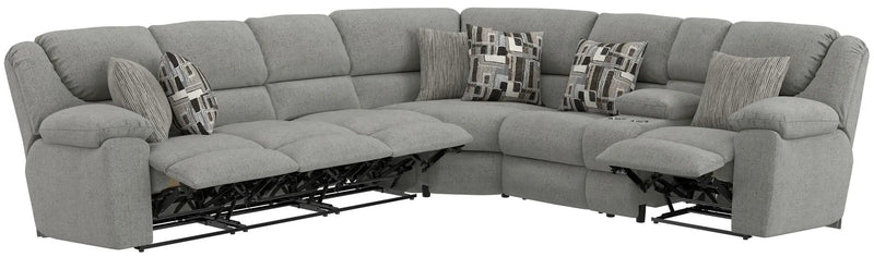 Quinn - 3 Piece Reclining Sectional With 4 Reclining Seats, Storage Arms, Storage Console With Lights, And Drop Down Table - Nature by Unique Piece Furniture
