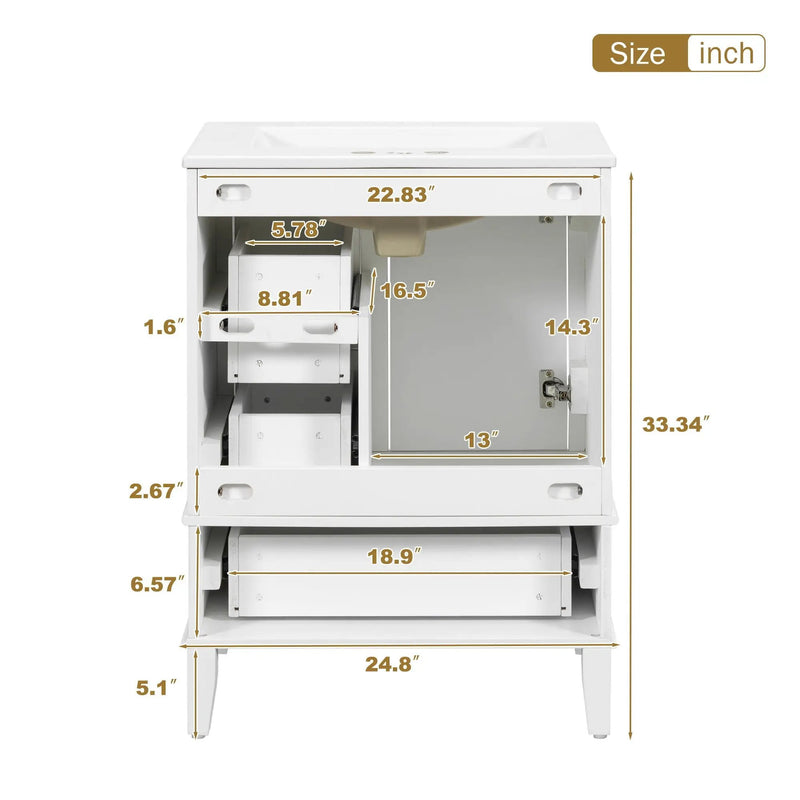 Bathroom Vanity, Modern Bathroom Cabinet With Sink Combo Set, Bathroom Storage Cabinet With A Soft Closing Door And 3 Drawers, Solid Wood Frame by HouseOfZazla
