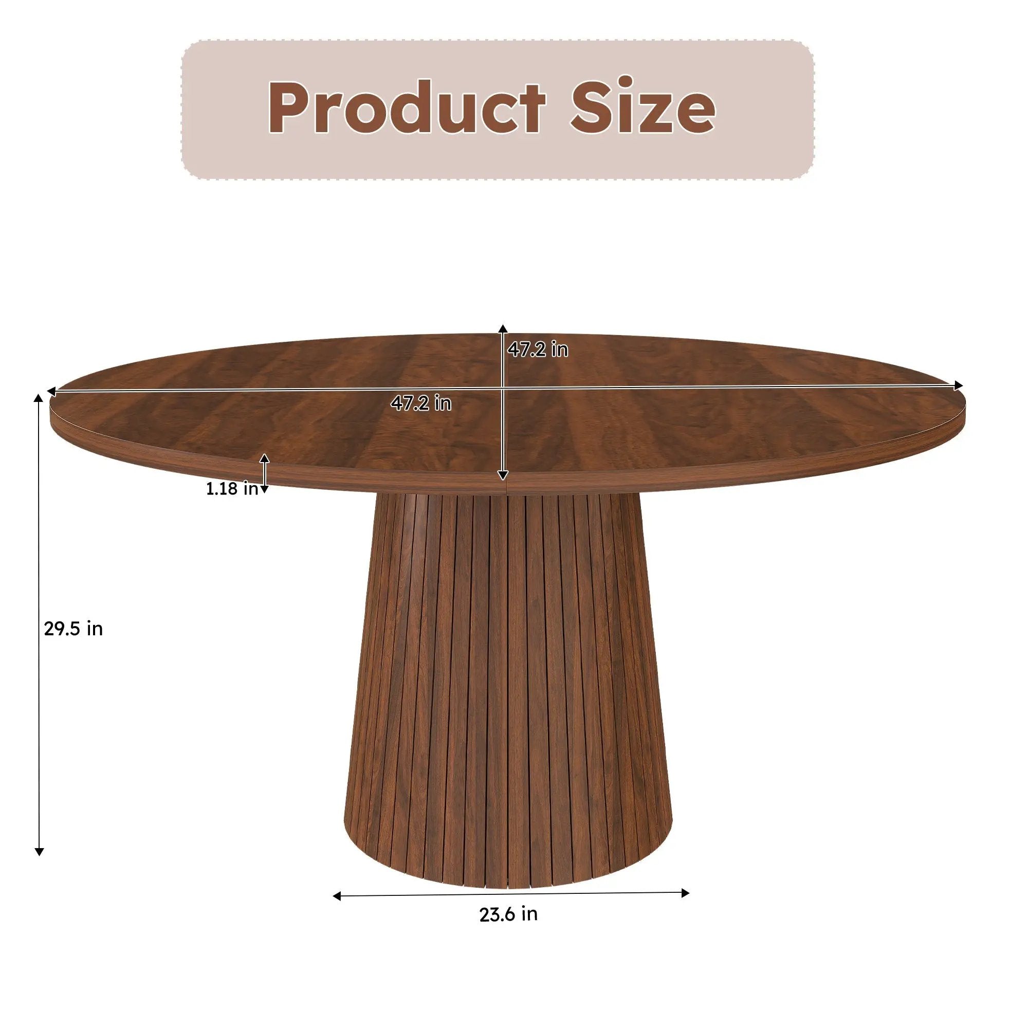 47 Inch Round MDF Dining Table for 4, Modern Farmhouse Style by HouseOfZazla
