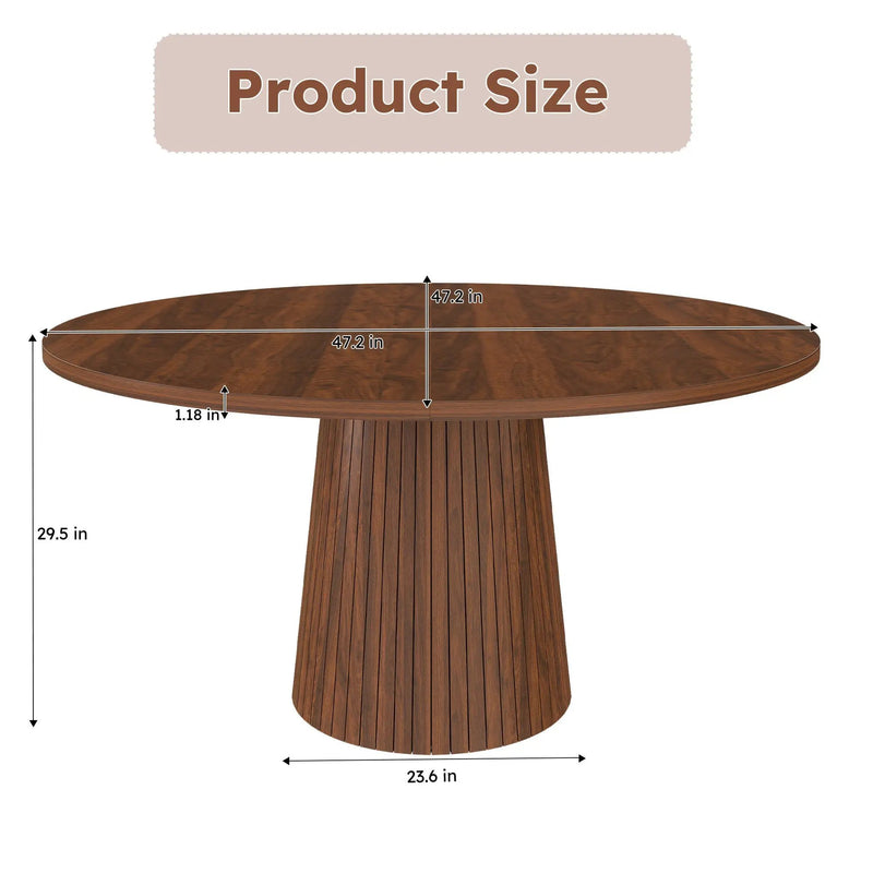 47 Inch Round MDF Dining Table for 4, Modern Farmhouse Style by HouseOfZazla