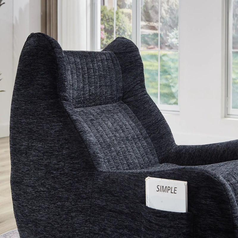Bean Bag Chair With Armrests Oversized Comfy Beanbag Lounge Lazy Floor Sofa Accent Chair For Living Room - Black by HouseOfZazla