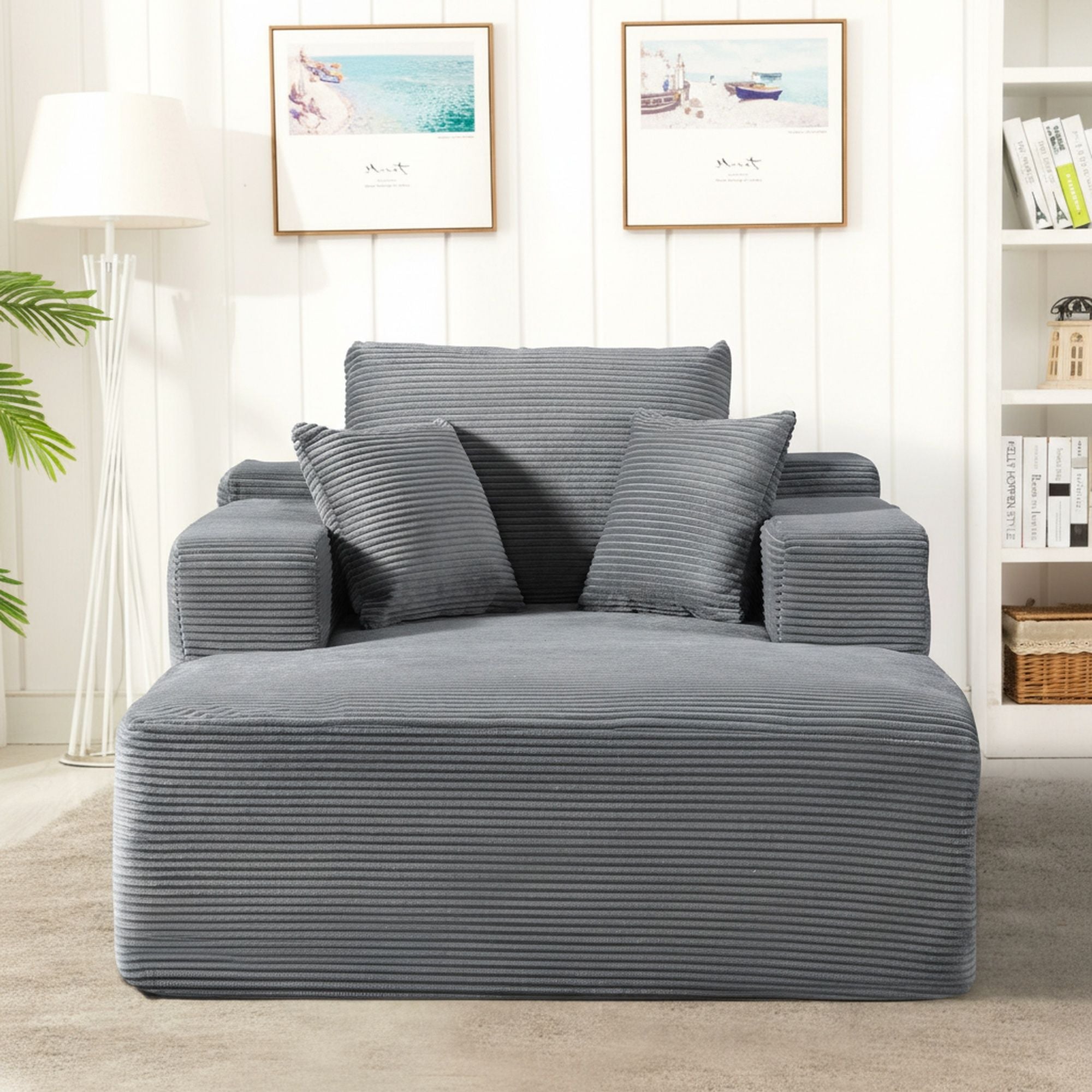 Convertible Chaise Lounge Chair With Wide Armrest & Throw Pillows by HouseOfZazla