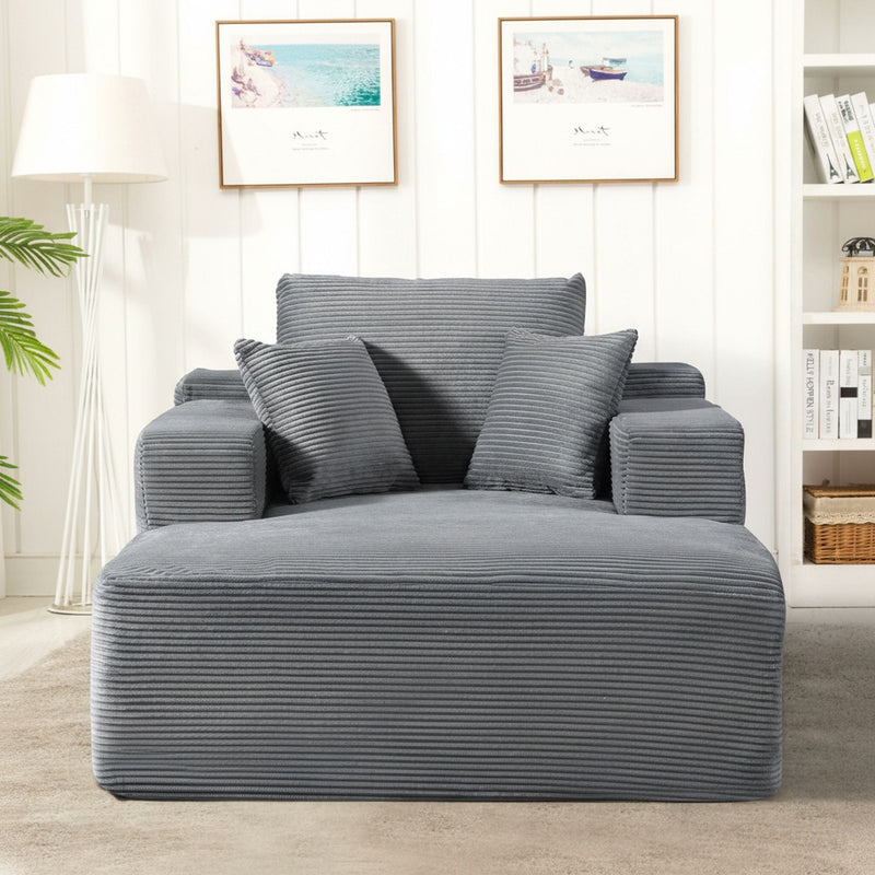 Convertible Chaise Lounge Chair With Wide Armrest & Throw Pillows by HouseOfZazla