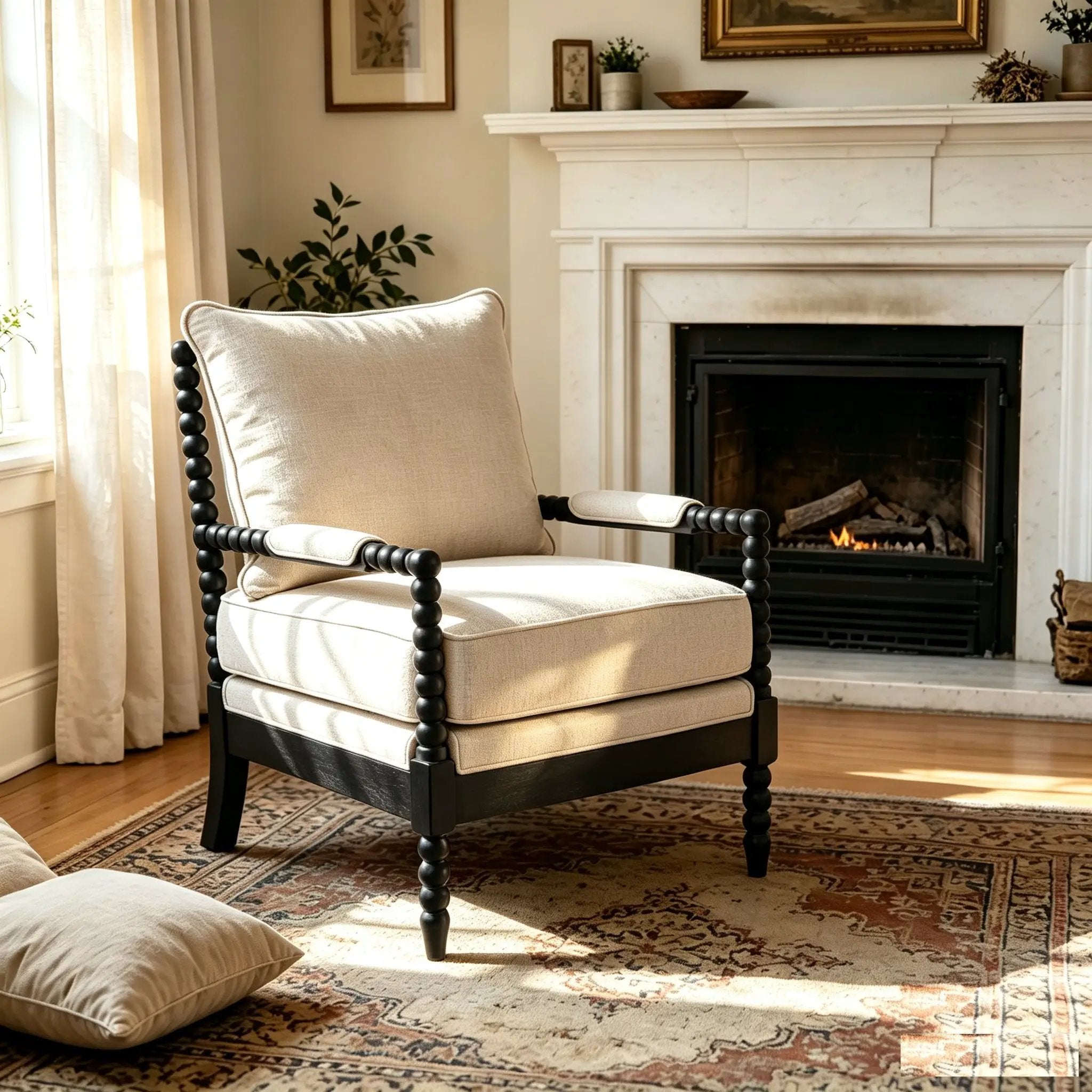 Rubber Wood Accent Chair with Upholstered Fabric by HouseOfZazla